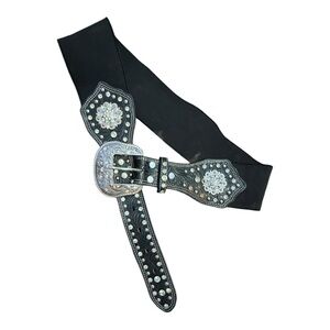 Vintage Leather &‎ Elastic Embellished Belt